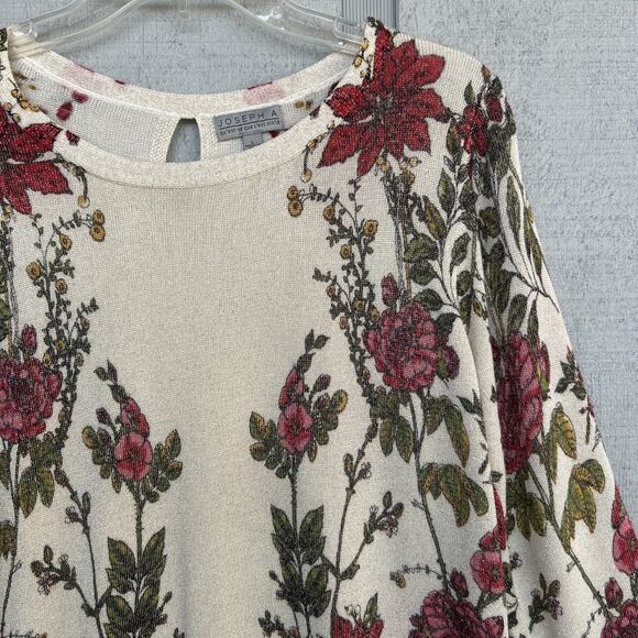 Joseph A. Floral Tunic Sweater Metallic Gold Womens Large Fairy Whimsy Boho - Picture 4 of 11